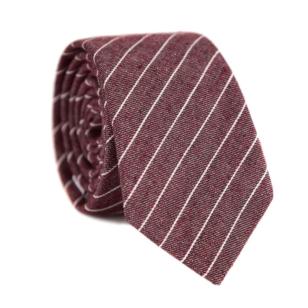 JESLANG Men's Skinny Tie 2.56" Cotton Linen Necktie